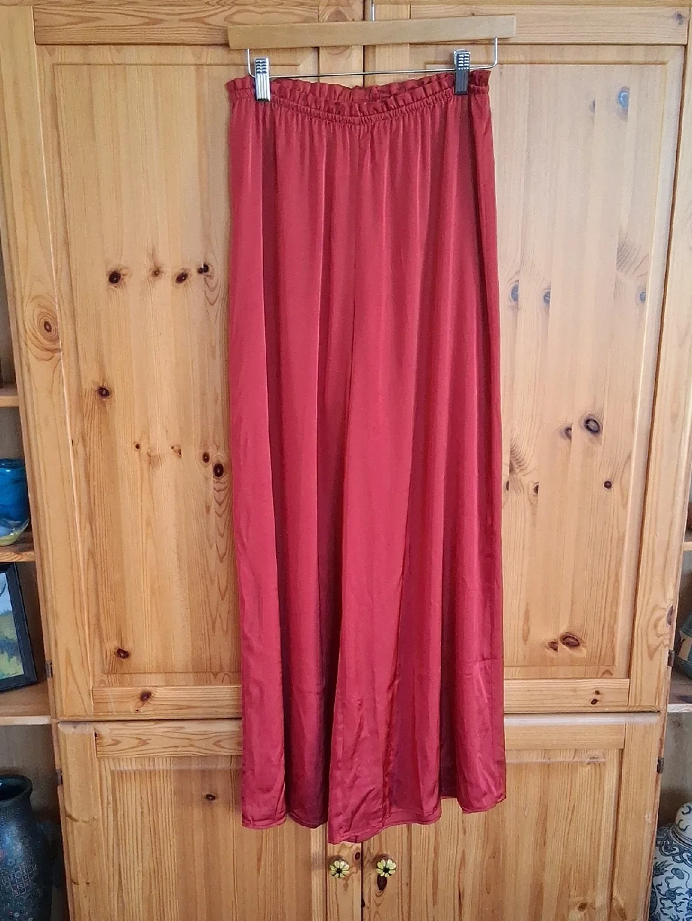 NWT Auden Red Silky Stretch Wide Leg Pajama Pants Size Small